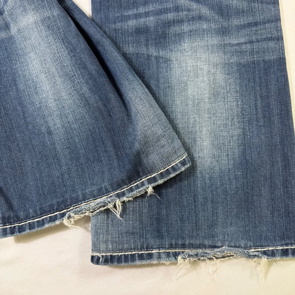 Rock Revival Jeans Mens 36 (fits 37x28) Blue Aaron Bootcut Distressed Moto Y2K
